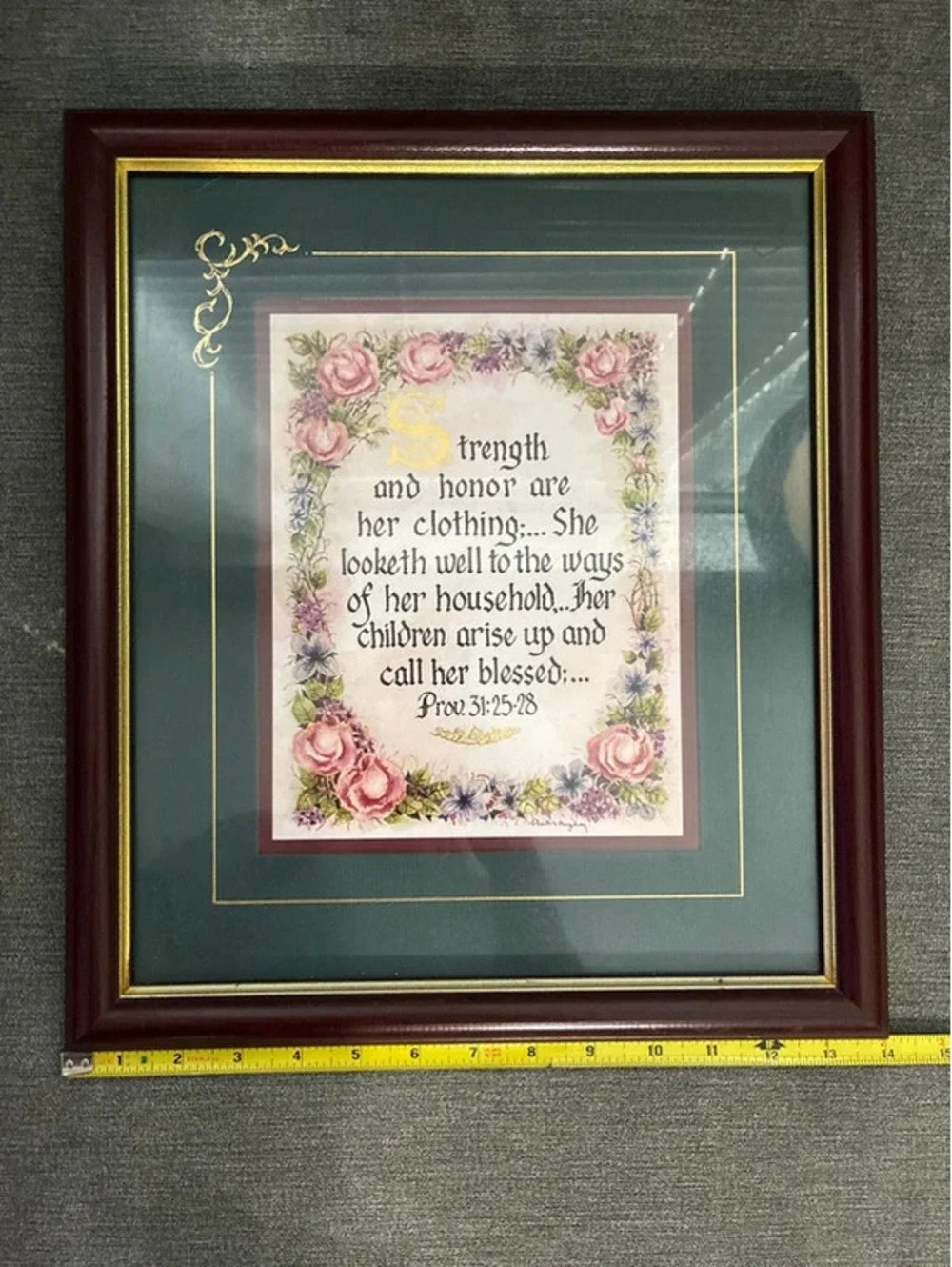 Framed Inspirational Wall Art with Floral Design and Bible Verse